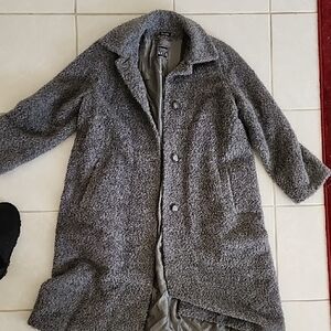 VINTAGE Saks Fith Av Cinza Rocca Italian REAL SHEARLING Grey Winter Coat 1940s